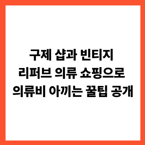 구제 샵과 빈티지 리퍼브 의류 쇼핑으로 의류비 아끼는 꿀팁 공개