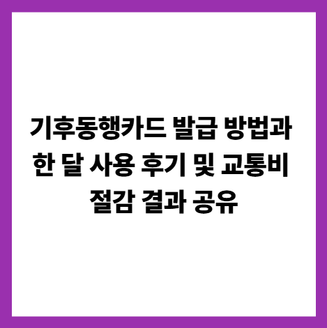 기후동행카드 발급 방법과 한 달 사용 후기 및 교통비 절감 결과 공유
